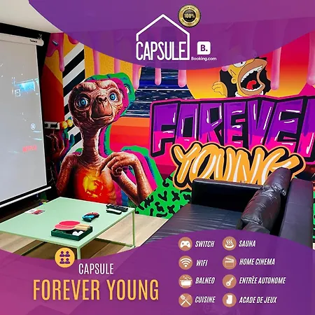 Capsule Forever Young: Entertainment Hub With Jacuzzi & Sauna Holiday home *